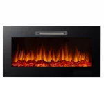 Camino Elettrico da Parete Effetto Fiamma 88,5x13,5x56 cm 900W/1800W Nero