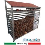 Legnaia Modulare Italfrom In Acciaio Zincato Autoportante – Con Ripiano – Modulo Iniziale – cm L158 X P60 X H200 – Tetto Rosso